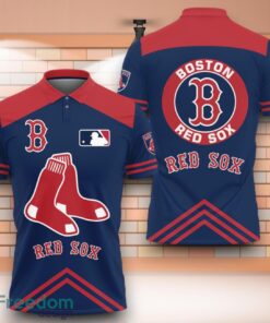 MLB Boston Red Sox Circle 3D Polo Shirt With Team Logo On Back Dynamic Style For Fans