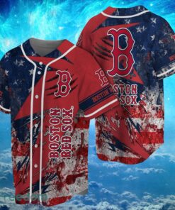 MLB Boston Red Sox Logo Design US Flag Gifts Baseball Jersey Shirt Full Print Product Photo 1