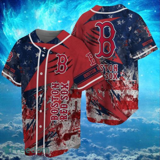 MLB Boston Red Sox Logo Design US Flag Gifts Baseball Jersey Shirt Full Print Product Photo 1