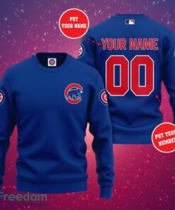 MLB Chicago Cubs Logo Design Simple Custom Name And Numbers Blue Sweatshirt Sweatshirt 3D Product Photo 1