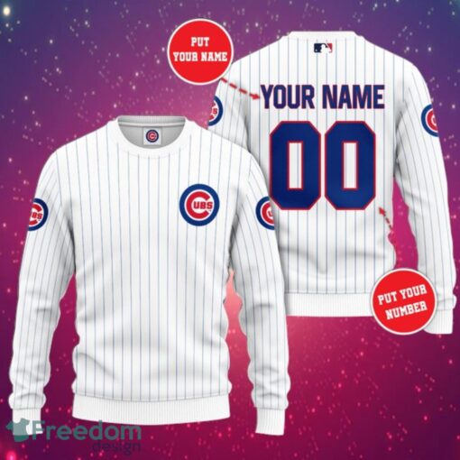 MLB Chicago Cubs Logo Design Simple Custom Name And Numbers White Sweatshirt Sweatshirt 3D Product Photo 1