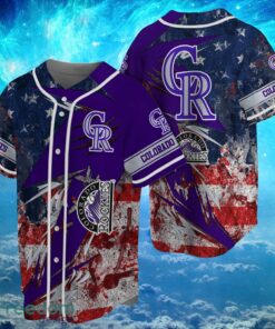 MLB Colorado Rockies Logo Design US Flag Gifts Baseball Jersey Shirt Full Print