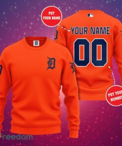 MLB Detroit Tigers Logo Design Simple Custom Name And Numbers Orange Sweatshirt Sweatshirt 3D Product Photo 1