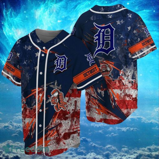 MLB Detroit Tigers Logo Design US Flag Gifts Baseball Jersey Shirt Full Print Product Photo 1