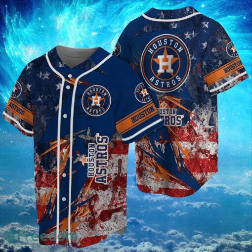 MLB Houston Astros Logo Design US Flag Gifts Baseball Jersey Shirt Full Print Product Photo 1