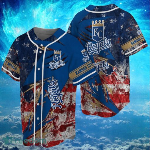 MLB Kansas City Royals Logo Design US Flag Gifts Baseball Jersey Shirt Full Print Product Photo 1