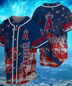 MLB Los Angeles Angels Logo Design US Flag Gifts Baseball Jersey Shirt Full Print