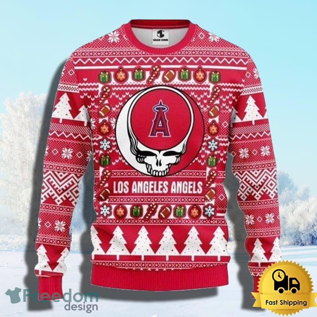 MLB Los Angeles Angels Ugly Christmas Sweater The Intelligence Of The Skull Unisex Sweater Gift image MLB Los Angeles Angels Ugly Christmas Sweater The Intelligence Of The Skull Unisex Sweater Gift Product Photo 1