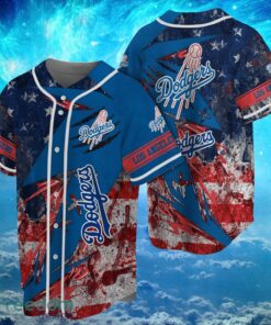 MLB Los Angeles Dodgers Logo Design US Flag Gifts Baseball Jersey Shirt Full Print