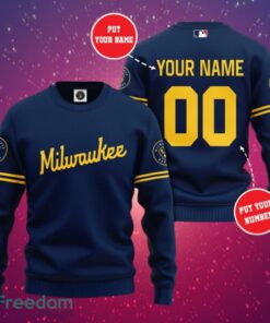 MLB Milwaukee Brewers Logo Design Simple Dark Sweatshirt Custom Name And Number Sweatshirt 3D