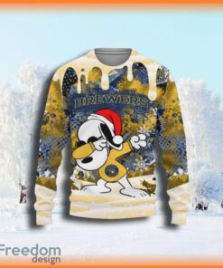 MLB Milwaukee Brewers Snoopy Dabbing The Peanuts Ugly Christmas Sweater Unisex Sweater Gift