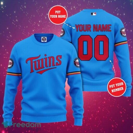 MLB Minnesota Twins Logo Design Simple Blue Sweatshirt Custom Name And Number Sweatshirt 3D Product Photo 1