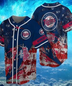 MLB Minnesota Twins Logo Design US Flag Gifts Baseball Jersey Shirt Full Print