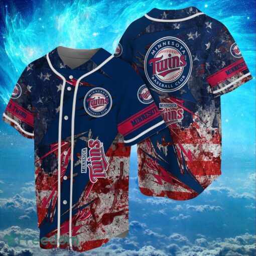 MLB Minnesota Twins Logo Design US Flag Gifts Baseball Jersey Shirt Full Print Product Photo 1