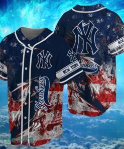 MLB Newyork Yankees Logo Design US Flag Gifts Baseball Jersey Shirt Full Print