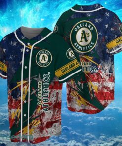 MLB Oakland Athletics Logo Design US Flag Gifts Baseball Jersey Shirt Full Print