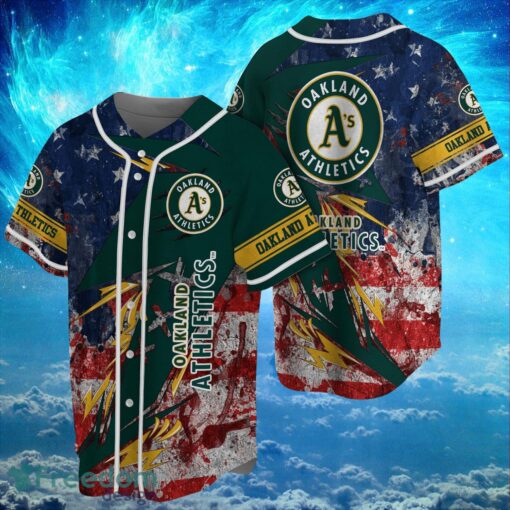 MLB Oakland Athletics Logo Design US Flag Gifts Baseball Jersey Shirt Full Print Product Photo 1