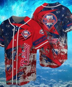 MLB Philadelphia Phillies Logo Design US Flag Gifts Baseball Jersey Shirt Full Print