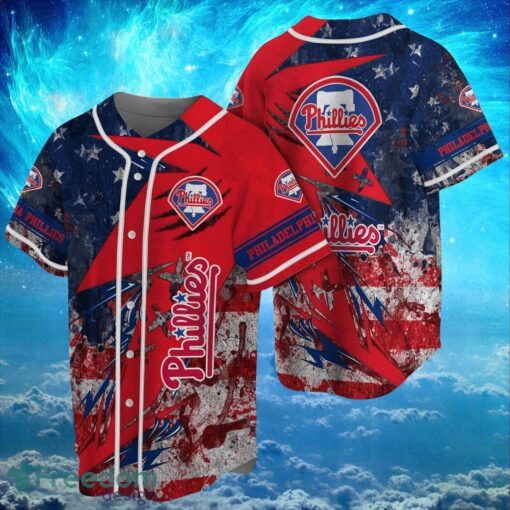 MLB Philadelphia Phillies Logo Design US Flag Gifts Baseball Jersey Shirt Full Print Product Photo 1