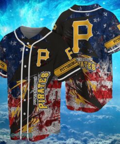 MLB Pittsburgh Pirates Logo Design US Flag Gifts Baseball Jersey Shirt Full Print