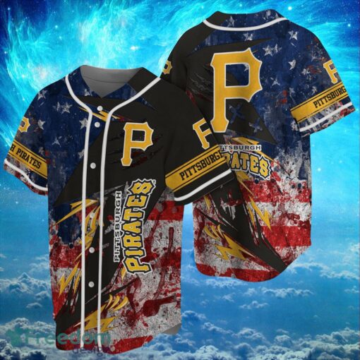 MLB Pittsburgh Pirates Logo Design US Flag Gifts Baseball Jersey Shirt Full Print Product Photo 1