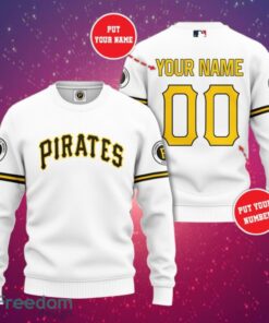 MLB Pittsburgh Pirates Logo Design White Sweatshirt Custom Name And Number Sweatshirt 3D