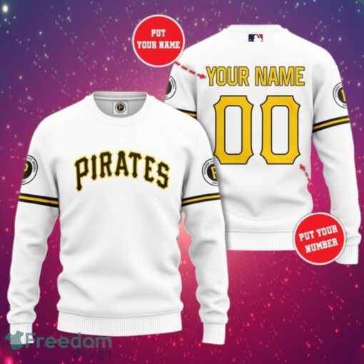 MLB Pittsburgh Pirates Logo Design White Sweatshirt Custom Name And Number Sweatshirt 3D Product Photo 1