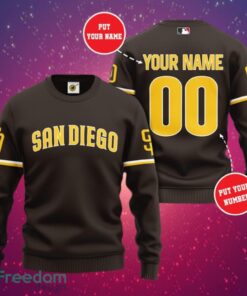 MLB San Diego Padres Logo Design Simple Dark Sweatshirt Custom Name And Number Sweatshirt 3D