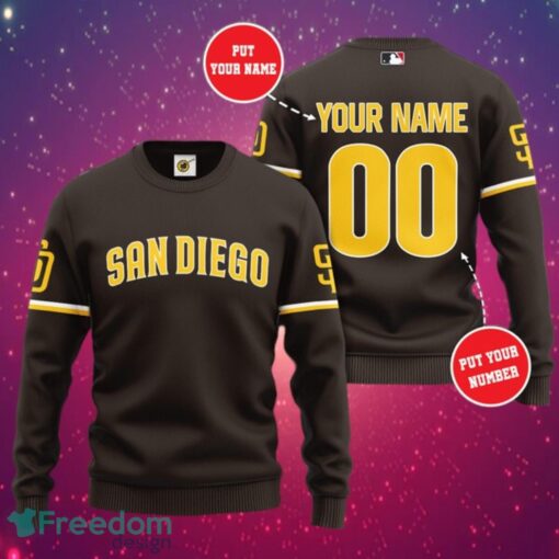 MLB San Diego Padres Logo Design Simple Dark Sweatshirt Custom Name And Number Sweatshirt 3D Product Photo 1