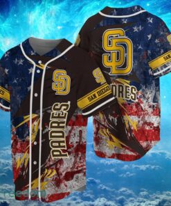 MLB San Diego Padres Logo Design US Flag Gifts Baseball Jersey Shirt Full Print