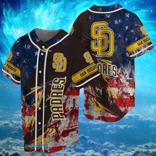 MLB San Diego Padres Logo Design US Flag Gifts Baseball Jersey Shirt Full Print Product Photo 1