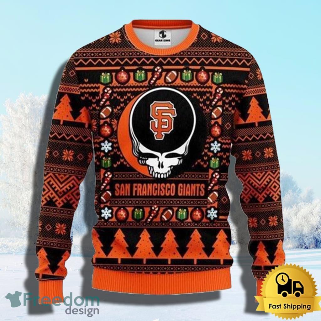 MLB San Francisco Giants Ugly Christmas Sweater The Intelligence Of The Skull Unisex Sweater Gift image MLB San Francisco Giants Ugly Christmas Sweater The Intelligence Of The Skull Unisex Sweater Gift Product Photo 1
