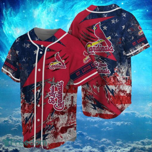 MLB St. Louis Cardinals Logo Design US Flag Gifts Baseball Jersey Shirt Full Print Product Photo 1