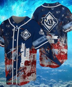 MLB Tampa Bay Rays Logo Design US Flag Gifts Baseball Jersey Shirt Full Print