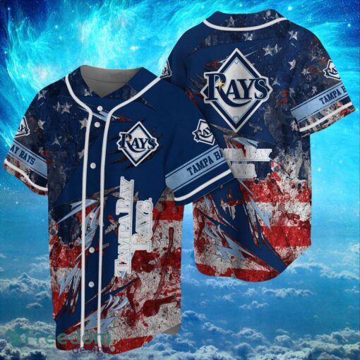 MLB Tampa Bay Rays Logo Design US Flag Gifts Baseball Jersey Shirt Full Print Product Photo 1