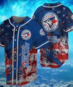 MLB Toronto Blue Jays Logo Design US Flag Gifts Baseball Jersey Shirt Full Print