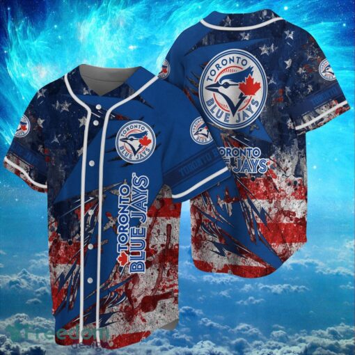 MLB Toronto Blue Jays Logo Design US Flag Gifts Baseball Jersey Shirt Full Print Product Photo 1