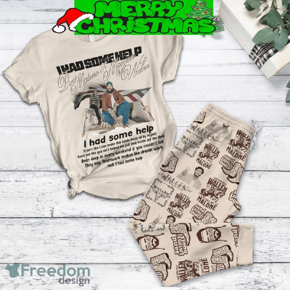 Morgan Wallen Post Malone I Had Some Help Fleece Pajamas Set Full Print Christmas For Women - Morgan Wallen Post Malone I Had Some Help Fleece Pajamas Set-1