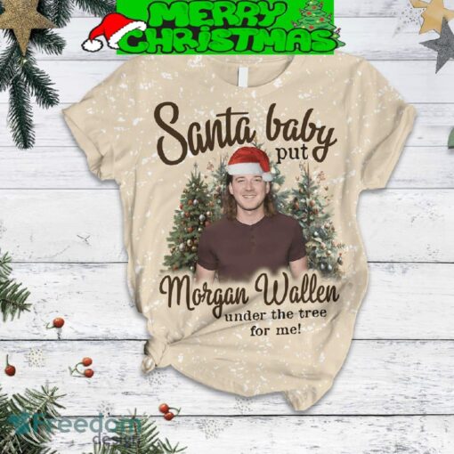 Morgan Wallen Santa Baby Christmas Tree Fleece Pajamas Set Christmas For Family - Morgan Wallen Santa Baby Christmas Tree Fleece Pajamas Set-2