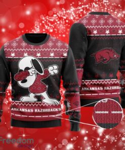 NACC Arkansas Razorbacks Snoopy Dabbing Christmas Full Over Print Gifts Christmas 3D Sweater Shirt