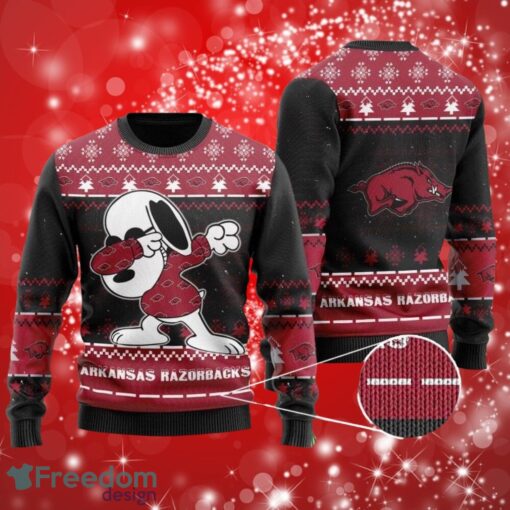 NACC Arkansas Razorbacks Snoopy Dabbing Christmas Full Over Print Gifts Christmas 3D Sweater Shirt Product Photo 1