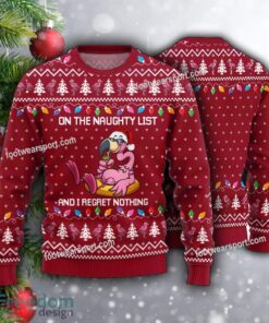 Naughty List Flamingo Funny For Adults Ugly Christmas 3D Sweater