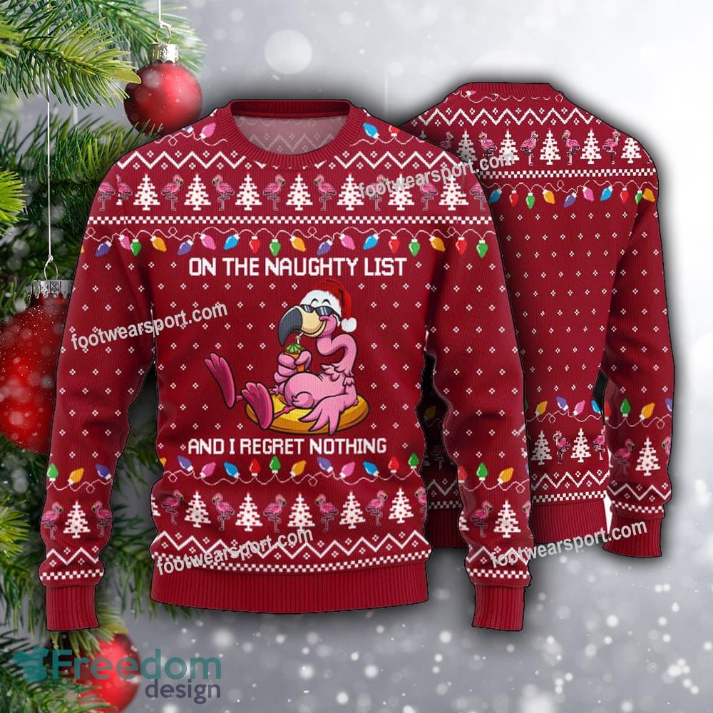 Naughty List Flamingo Funny For Adults Ugly Christmas 3D Sweater image Naughty List Flamingo Funny For Adults Ugly Christmas 3D Sweater - Naughty List Flamingo Funny For Adults Ugly Christmas 3D Sweater