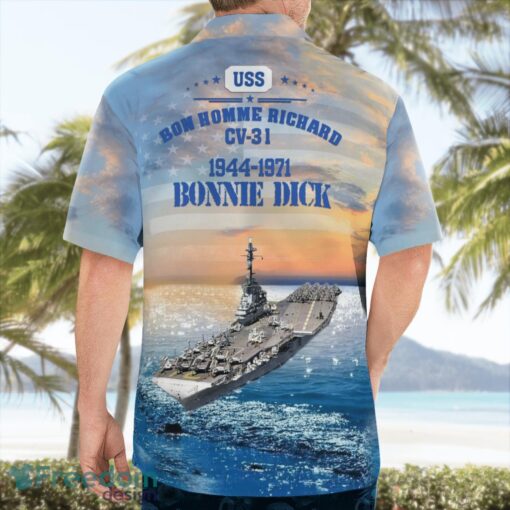 Navy USS Bon Homme Richard (CV-31) Essex-class aircraft carrier Beach Shirt For Team Product Photo 2