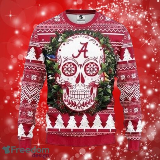 NCAA Alabama Crimson Tide Logo Skull Flower Christmas Gifts Christmas 3D Sweater Shirt Product Photo 1