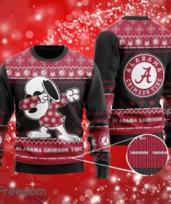 NCAA Alabama Crimson Tide Logo Snoopy Dabbing Holiday Party Black Sweater Shirt Gifts Christmas 3D Sweater Shirt