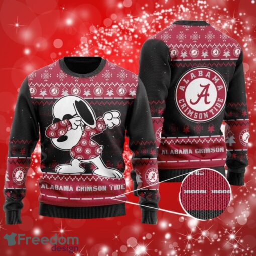 NCAA Alabama Crimson Tide Logo Snoopy Dabbing Holiday Party Black Sweater Shirt Gifts Christmas 3D Sweater Shirt Product Photo 1