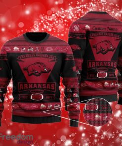 NCAA Arkansas Razorbacks Est 1871 Custom Name Dark Sweater Gifts Ugly Christmas Sweater Print Full