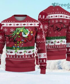 NCAA Arkansas Razorbacks Grinch Christmas Ugly Sweater Gift Christmas NCAA Arkansas Razorbacks Grinch Christmas Ugly Sweater Gift Christmas