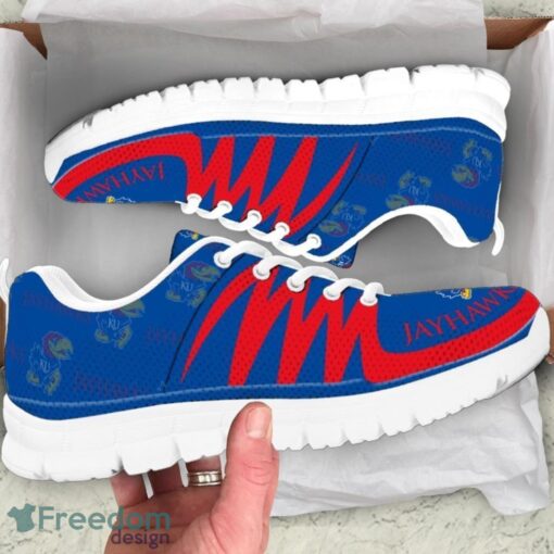 NCAA Kansas Jayhawks Blue Red Sneakers Trending Running Shoes For Men And Women Sport Fans Product Photo 1